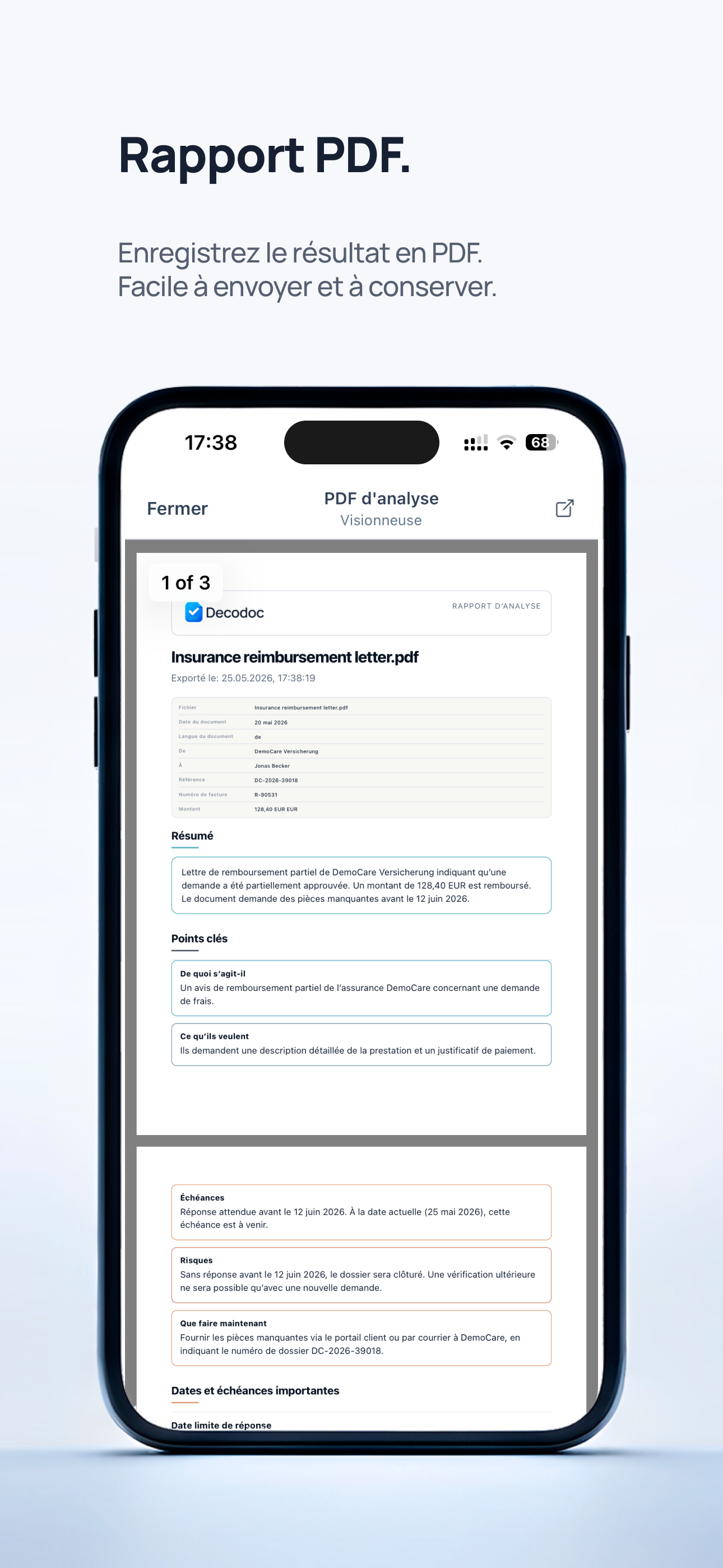 Enregistrer l'analyse en rapport PDF
